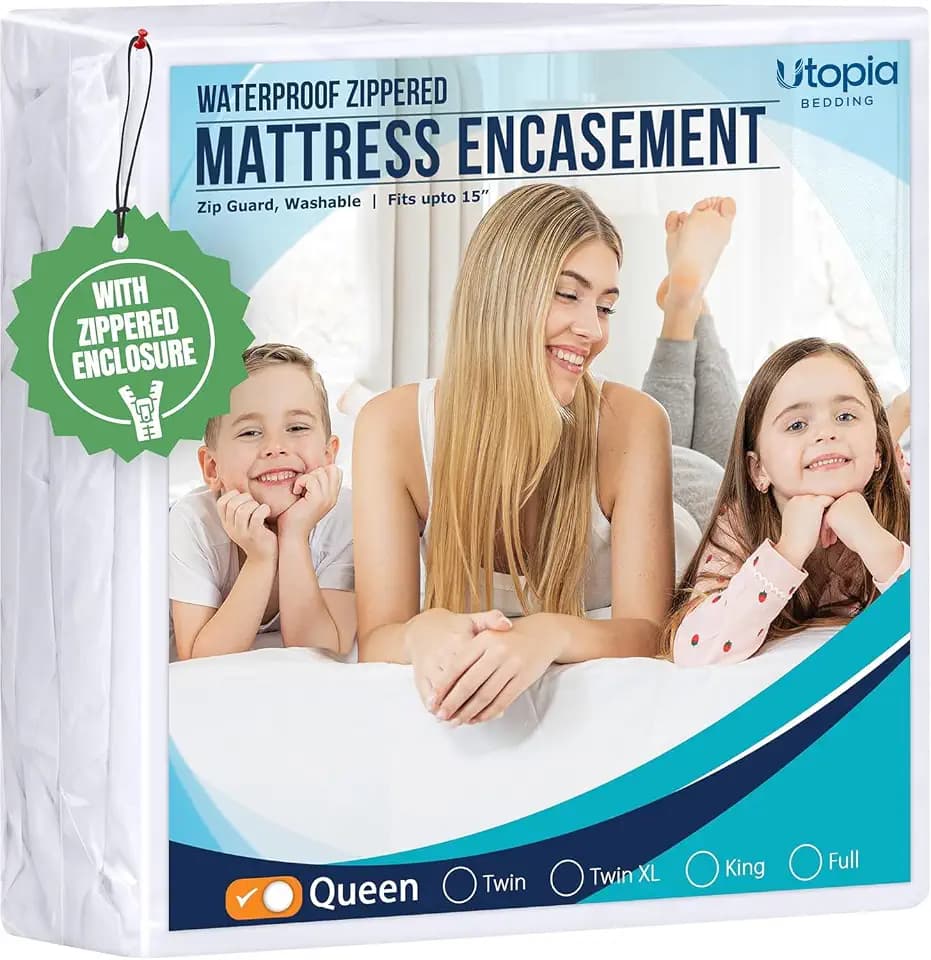 Utopia Bedding Zippered Mattress Encasement - Waterproof Mattress Protector (Queen)