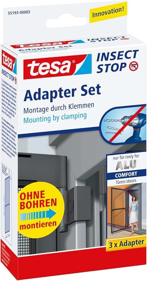 tesa INSECT STOP Fliegengitter Adapter-Set für tesa Alu Türen, Weiß