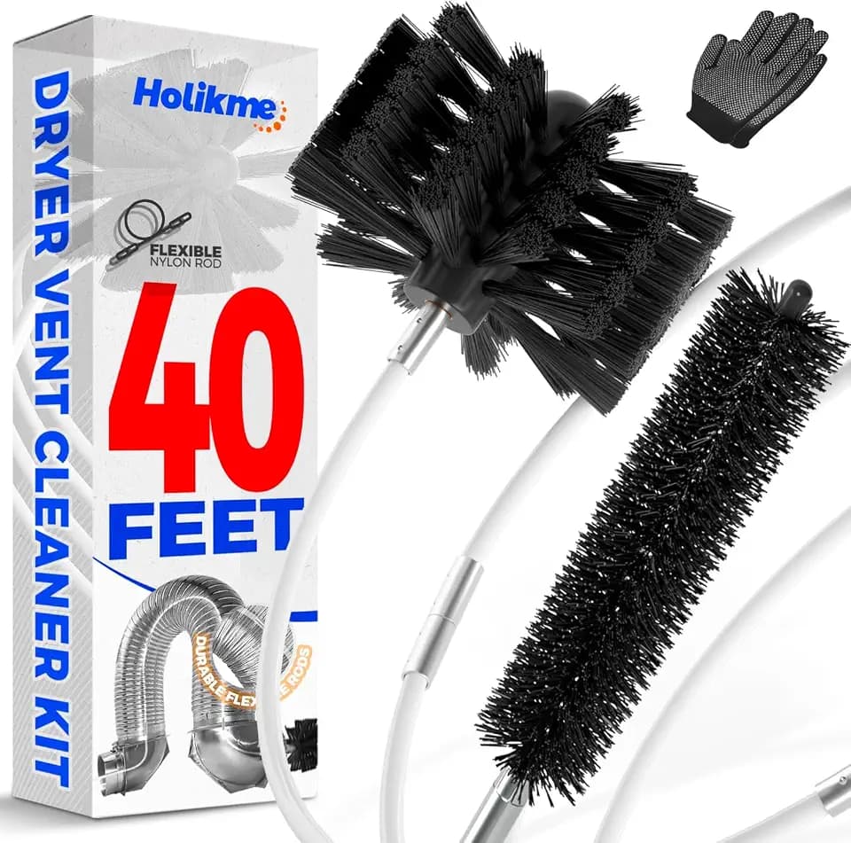 Holikme Dryer Vent Cleaner Kit - 40Ft Flexible Lint Brush for Deep Cleaning