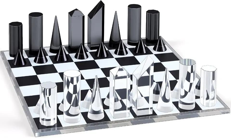 VioraWhite Acrylic Chess Set, 11.8" Modern Chess Board for Adults