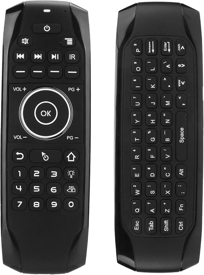 Bluetooth 5.0 Air Remote Mouse 6-Achsen-Gyroskop-LED-Hintergrundbeleuchtung Tastatur Fly Mouse mit 5-Tasten-Lernfunktion für Android-TV-Boxen -PC-Controller für Smartphones,