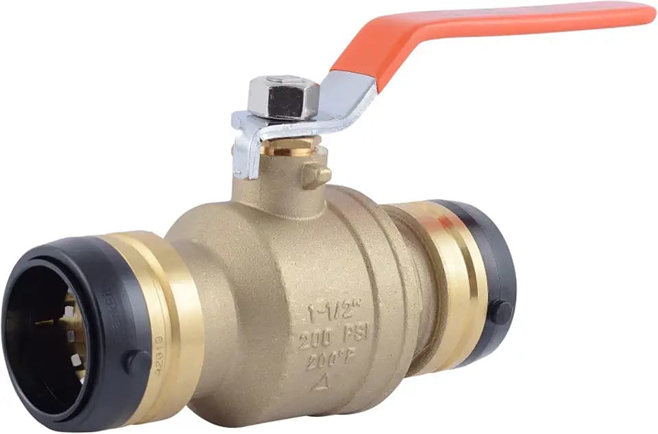 SharkBite 1-1/2 x 1-1/2 in PTC Ball Valve, Push-to-Connect Brass Water Shut-Off Plumbing Fitting, UXLBV41