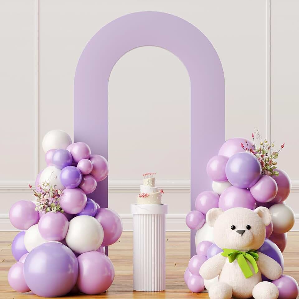 Purple 7.2FT Open Arch Backdrop U Shaped Cover, Spandex Double Sided Arch Cover, Fitted Round Top Chiara Stand Cover for Party Wedding Ceremony Baby Shower Birthday Decoration