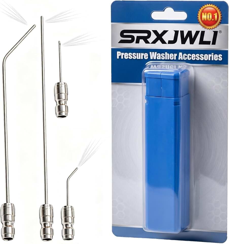 Pressure Washer Nozzle Tips Water Heater Flush Kit High Needle Washing Machine Hose Wand Stainless Accessories Extension Rod Spray Tip with Quick Connect for Ac Coil Cleaner Drum Appliance