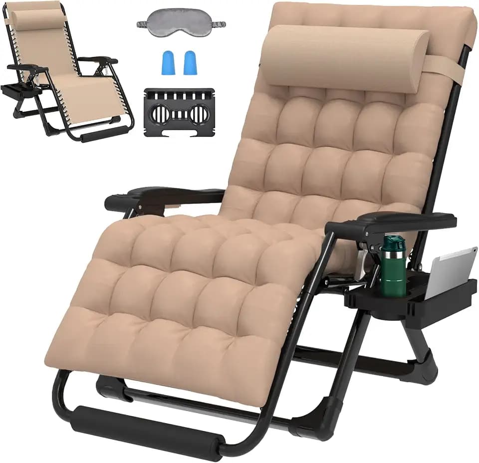 ZENPETIO Oversized Zero Gravity Chair, 33In XXL 500LBS with Cushion