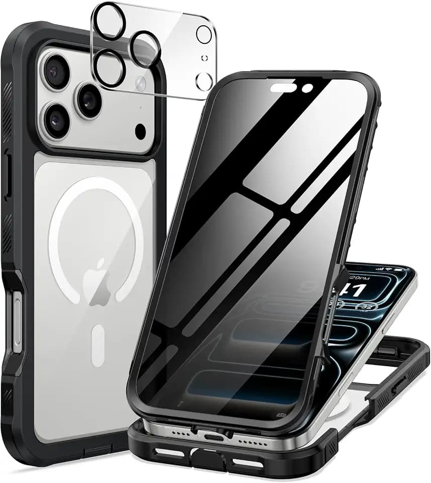 seacosmo for iPhone 17 Pro Case with Privacy Screen Protector Black