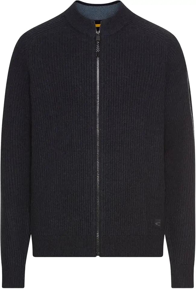 camel active Herren Strickjacke aus Reiner Lammwolle