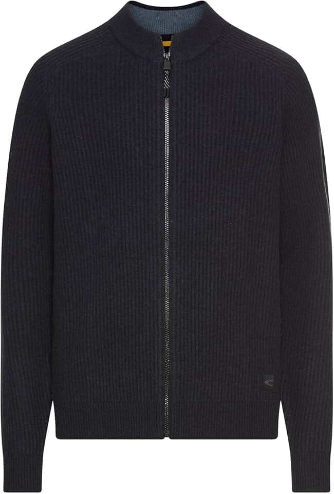 camel active Herren Strickjacke aus Reiner Lammwolle