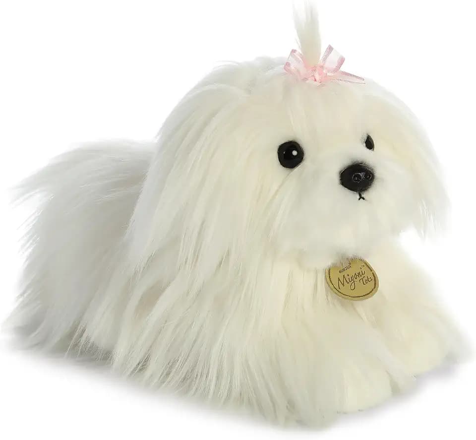 Aurora® Adorable Miyoni® Tots Maltese Puppy Stuffed Animal - Lifelike Details Make a Cherished Companion - Perfect for Decorating Bedrooms or Classrooms - White 9 Inches
