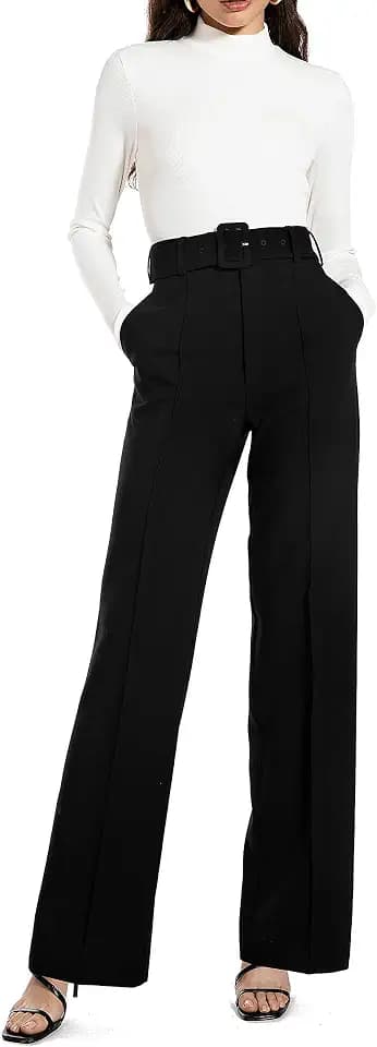 Damen Belted Suit Pants Hose