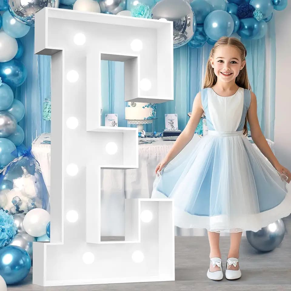 Ledido Easy-Assemble 4FT Cool White Marquee Light Up Letter E