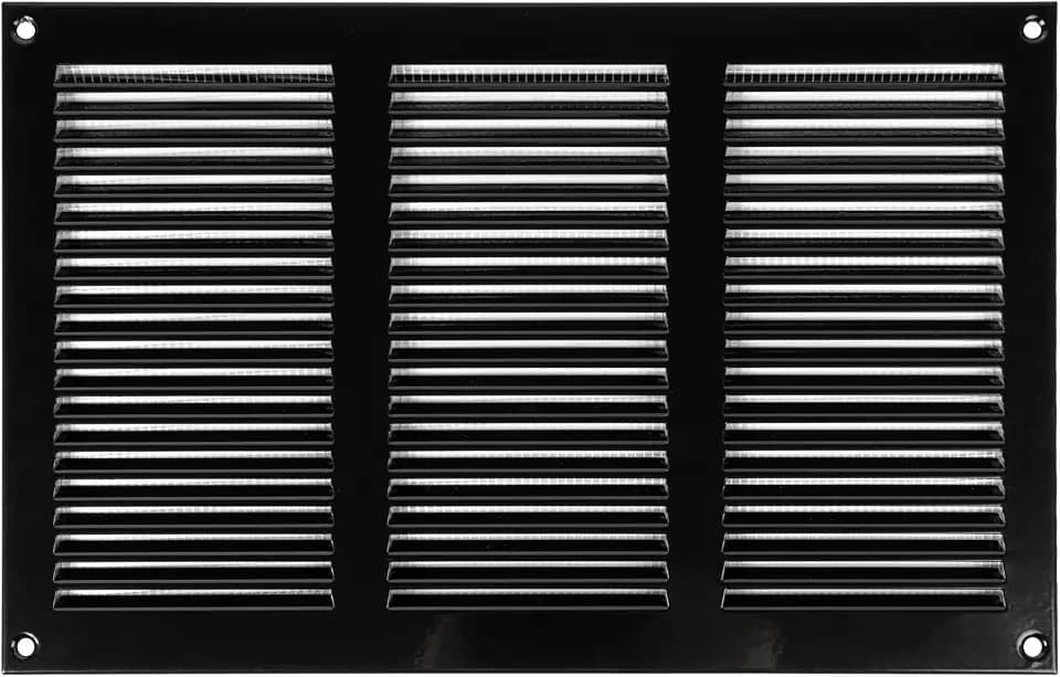 Vent Systems 11" x 6" Inch (Duct Size) Black Metal Vent Cover - Durable Wall and Ceiling Air Return Grille with Built-in Mesh Screen - HVAC Ventilation Duct Cover for Indoor and Outdoor Use