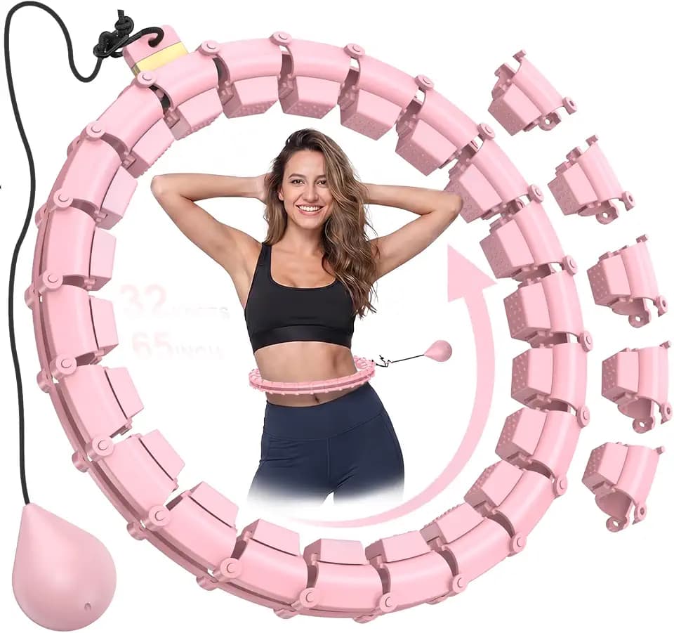 32 Knots Weighted Hula Infinity Fitness Detachable Hoop, 65 Inch Plus Size