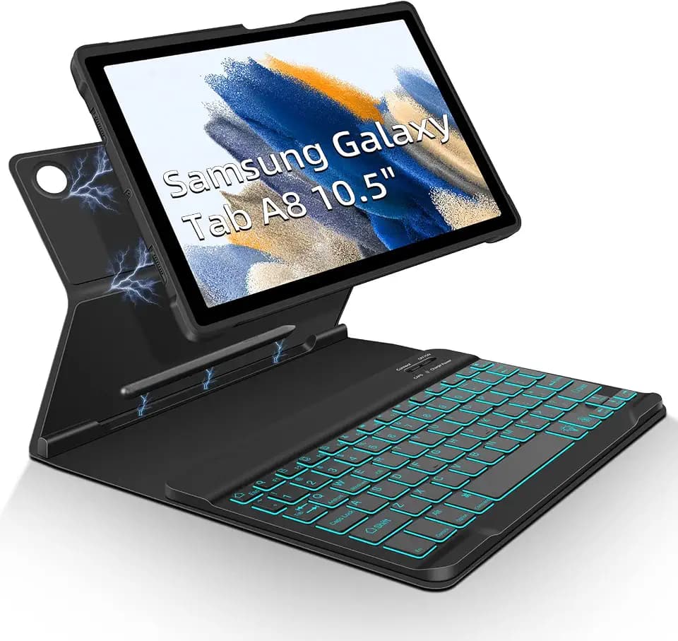 JUQITECH Backlit Keyboard Case Book Cover for Samsung Galaxy Tab A8 10.5"