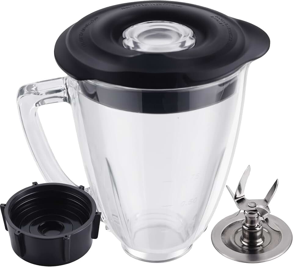 Equust 6-Cup Glass Jar with Blade with Lid, Replacement parts Compatible with Oster Blenders