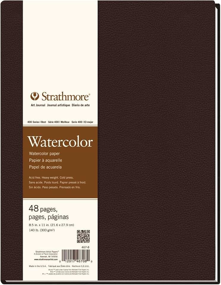 Strathmore (467-8 STR-467-8 48 Sheet No 140 Watercolor Art Journal, 8.5 by 11", 8.5"x11", White, 24
