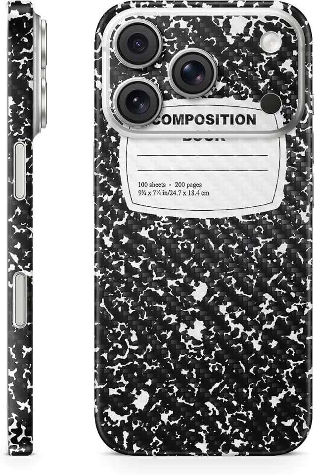 Carbon Fiber Phone Skin Compatible with Apple iPhone 17 Pro - Composition Book - Premium 3M Vinyl Protective Wrap Decal Cover - Easy to Apply | Crafted in The USA by MightySkins