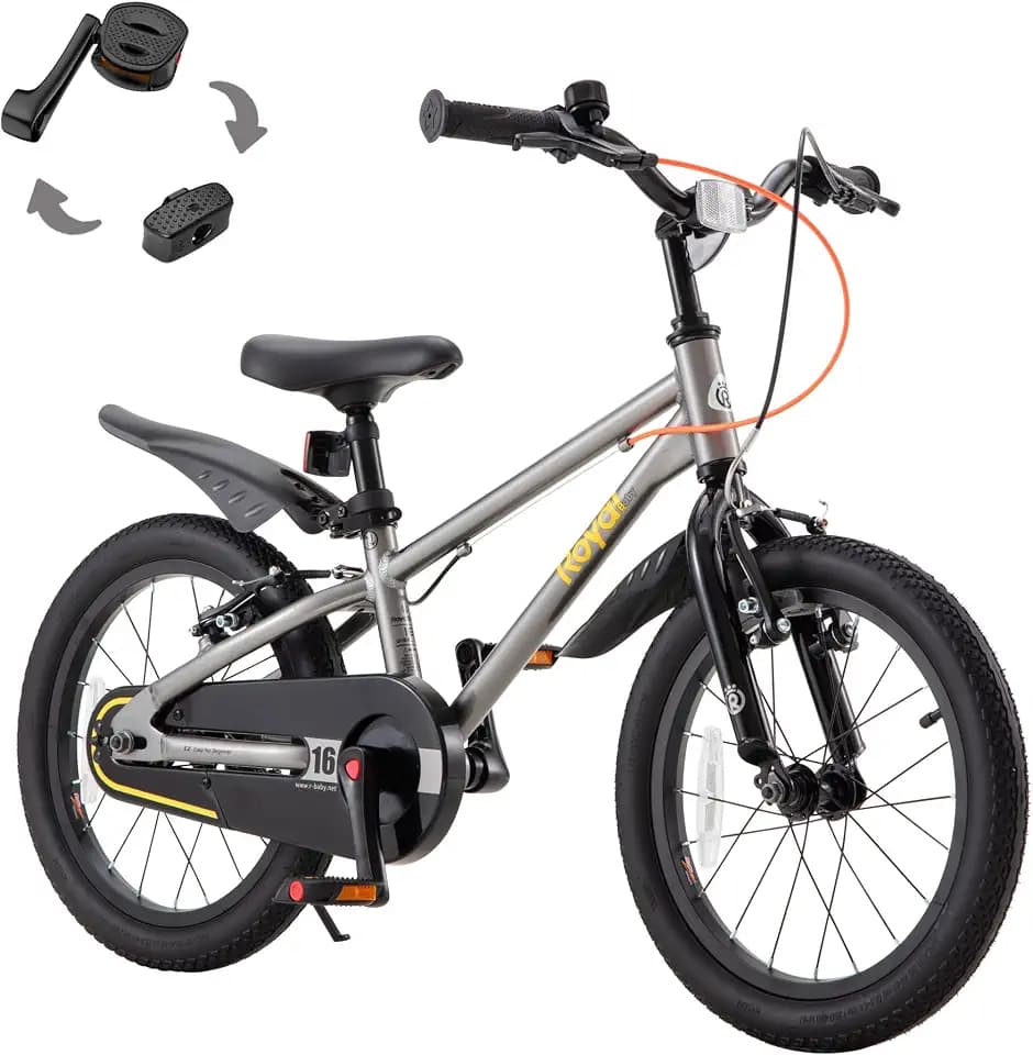 RoyalBaby EZ-Pro Kids Bike, Lightweight Aluminum 2-in-1 Balance to Pedal Bike with One-Key Switch, 14 16 18 20 Inch for Age 3-10 Years