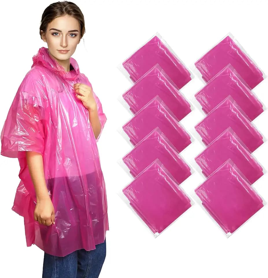 5/10er Pack Einweg Regenponcho Durchsichtig für Damen Herren | 0.035mm Verdickt Wasserdichtes Regencape mit Kapuze | Leichter Notfallponcho für Festival, Camping, Konzert, Reise