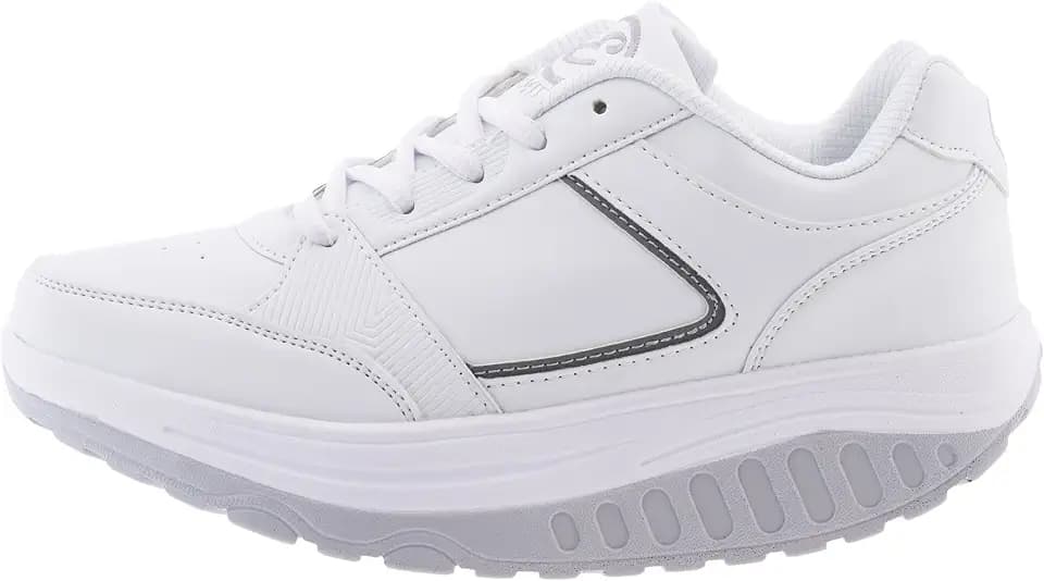 Schuhe zur Gesäß-Straffung Eglemtek®, Wohlbefinden, Gewichtsabnahme, Fitness, mit abgerundeter Sohle, Mehrfarbig - Bianco Grigio New - Größe: 37 EU