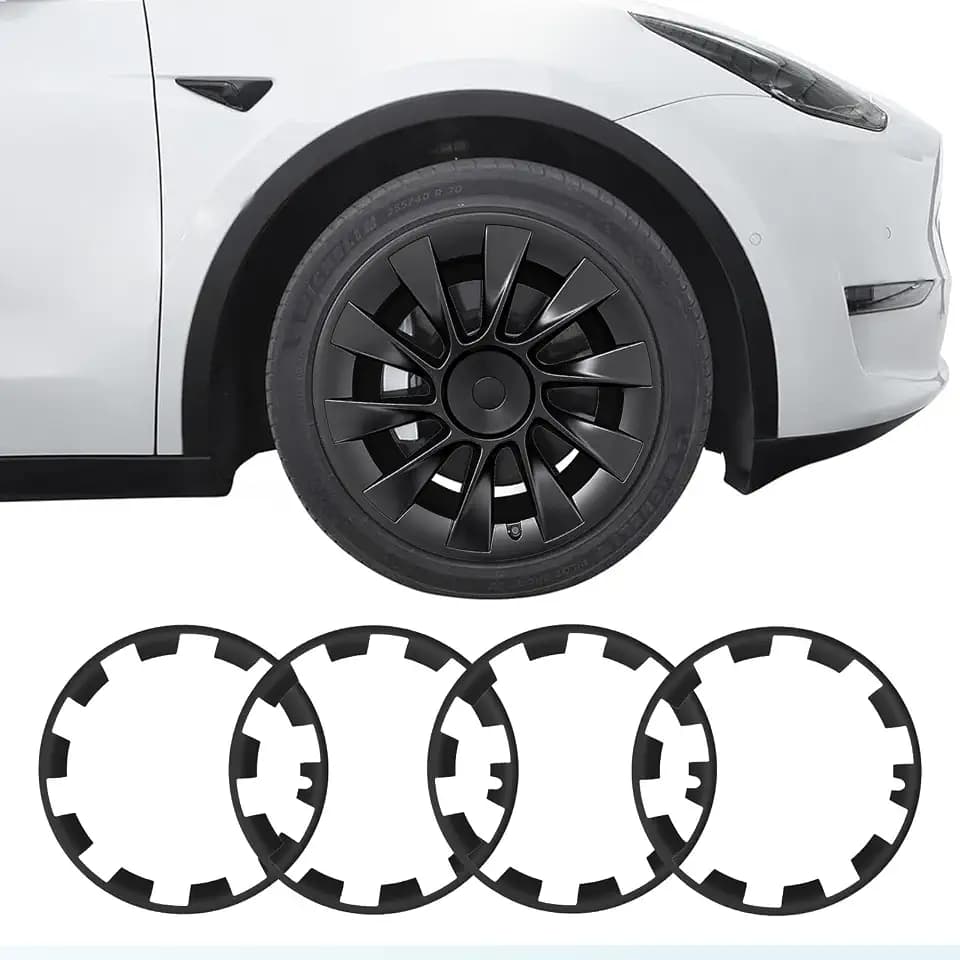 Rim Protector for Model Y, ABS+PC Wheel Rim Guard with Scratch & Scuff Protection, Prevents Curb Rash & Scratches, Clip-on Hub Protector Rings (Matte Black, 2020-2024 Model Y 20” Induction Wheel)