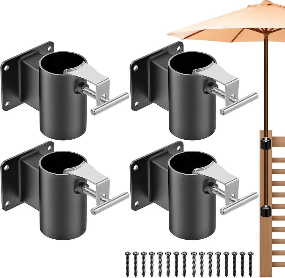 Deck Railing Umbrella Holder, Flat Mount Stand for 1-2" Poles