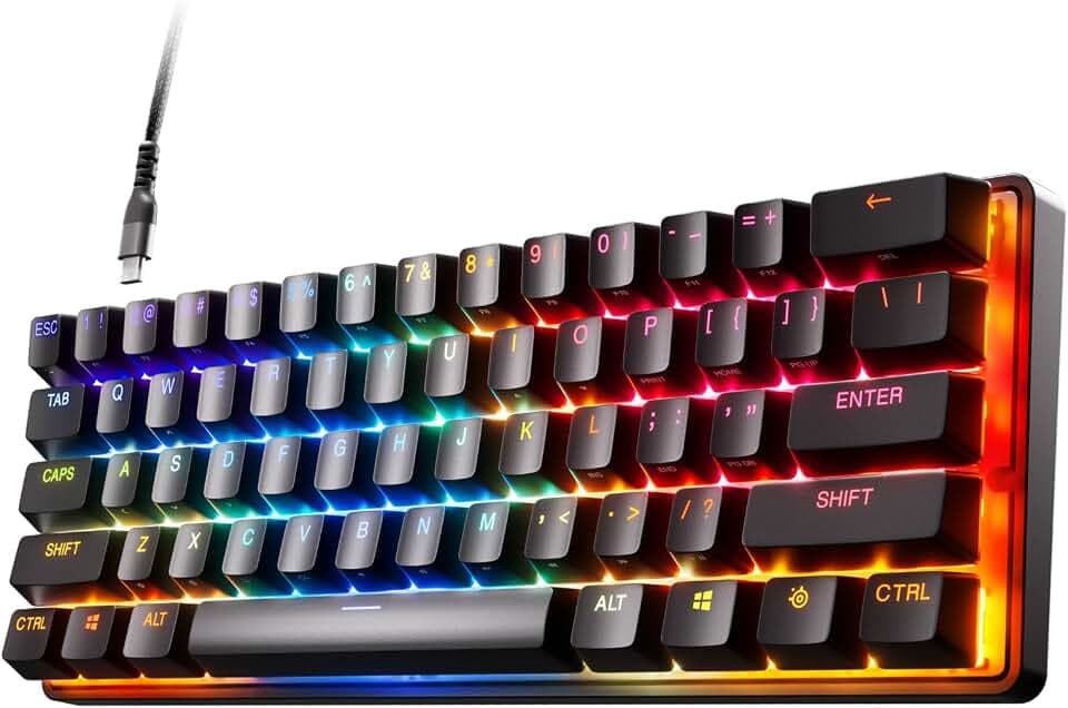 SteelSeries Apex Pro Mini HyperMagnetic Gaming-Tastatur – Die weltweit schnellste Tastatur – Anpassbares Ansprechverhalten – 60%-Formfaktor – RGB – PBT-Keycaps – USB-C – Deutsches Tastatur QWERTZ