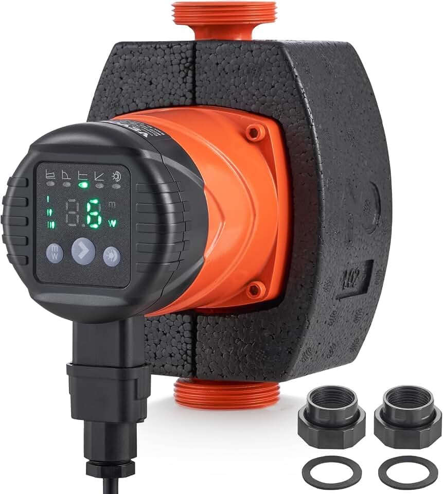 VEVOR Heizungspumpe 6 m Förderhöhe, Umwälzpumpe, 220 V, 45 W, 60 L/min, hocheffiziente Umwälzpumpe, automatische Wasserumwälzpumpe, 1-1/2 Zoll NPT-Gewinde, EMC Pumpe für Warmwasserbereitersystem