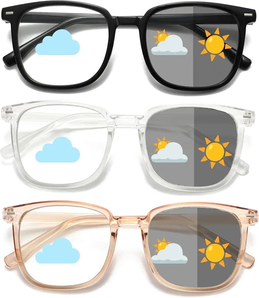 Reading Glasses for Women Men 3 Pack Blue Light Blocking Photochromic Lens Readers UV Ray Filter Sun Readers