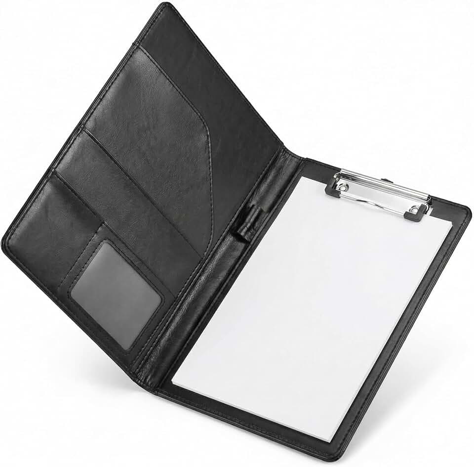 QWORK® A5 Dokumentenmappe Klemmbrett mit Deckel, Schreibmappe Konferenzmappe, Halten Sie A5 A6 Dokumente und Visitenkarten