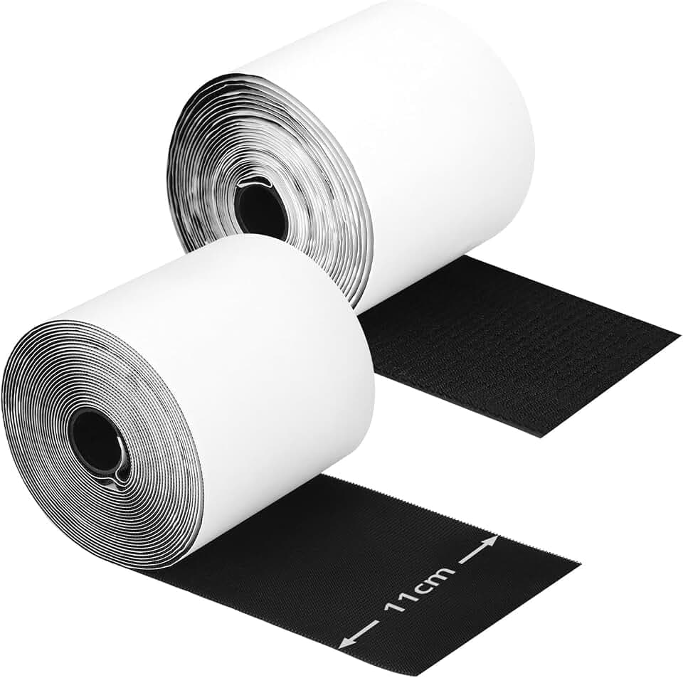 QWORK® 11cm x 6M Selbstklebend Klettband Extra Stark - Schneidbar Nylon Klettband zur Befestigung von Couchkissen, Teppichen, Befestigung & Organisation in Haus und Büro