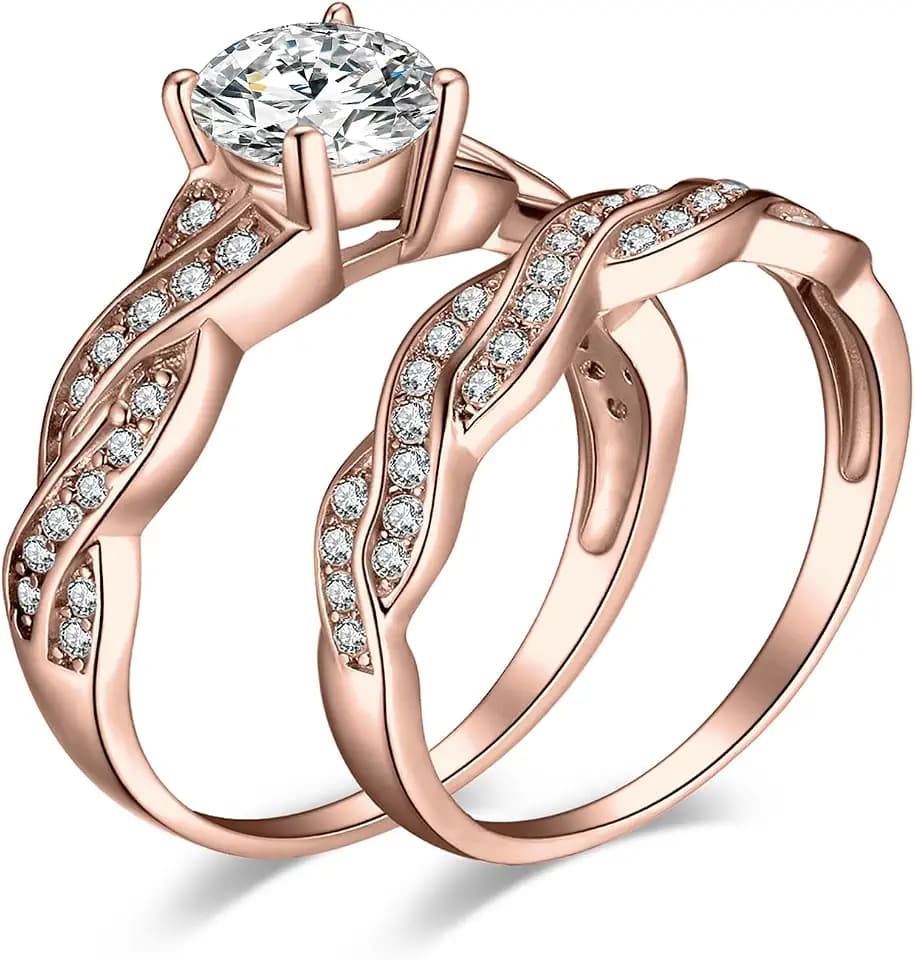 JewelryPalace Wickelring Unendlichkeit Verlobungsring Paar Eheringe Ring Silber 925 Damen, Zirkonia Trauringe Damenring Hochzeitsringe Antragsring Memoirering Ringe Set, Damen Schmuck Rosegold Gold