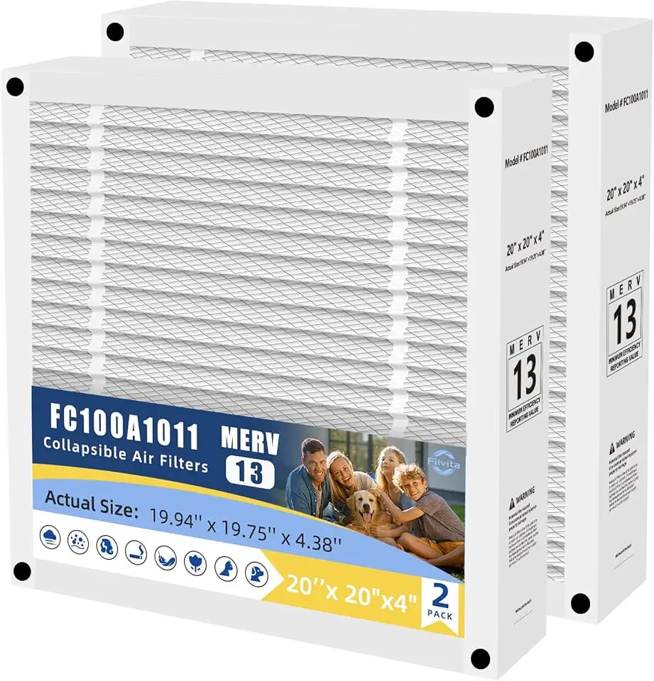 20x20x4 Air Filter For Honeywell FC100A1011 Foldable,2Pack