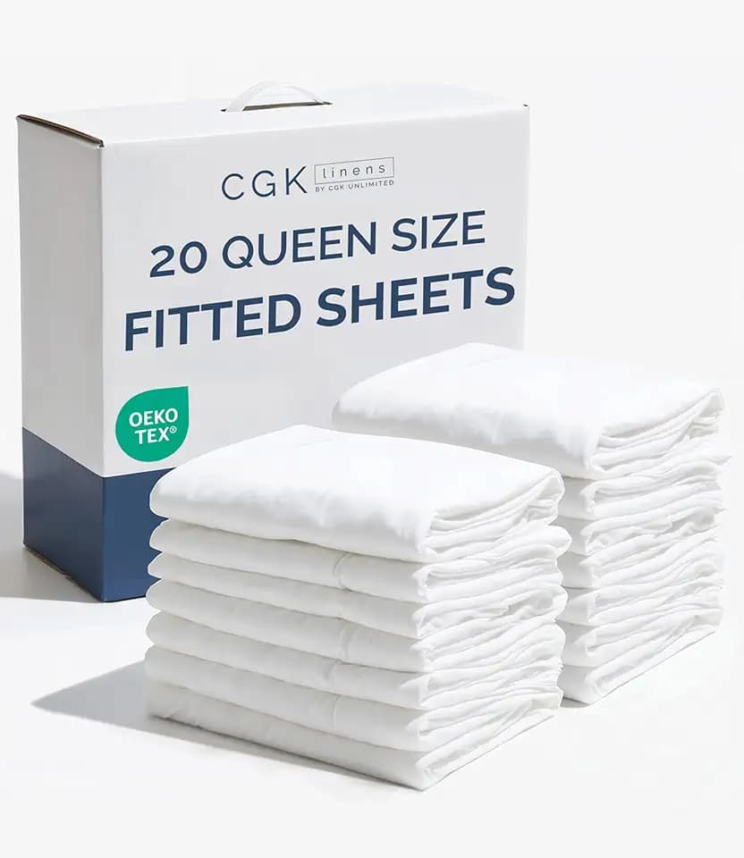 Queen Fitted Sheet - Single Fitted Sheet Only - 8-16" Deep Pockets - White