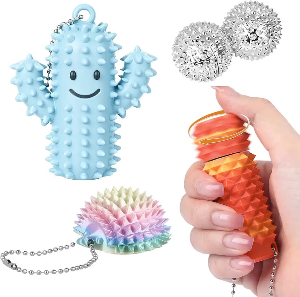 4 PCS Little Ouchies Fidget Toys, Pain Stim Fidgets for Adults, Spiky Keychain Roller for Anxiety & Stress Relief