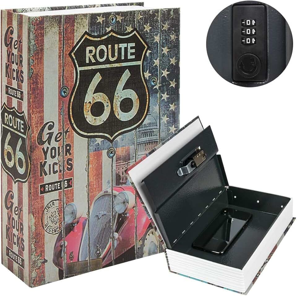 KYODOLED Hidden Metal Lock Box,Diversion Book Safe with Combination Lock,Money Hiding Box,Collection Box,9.5" x 6.2" x 2 .2",USA