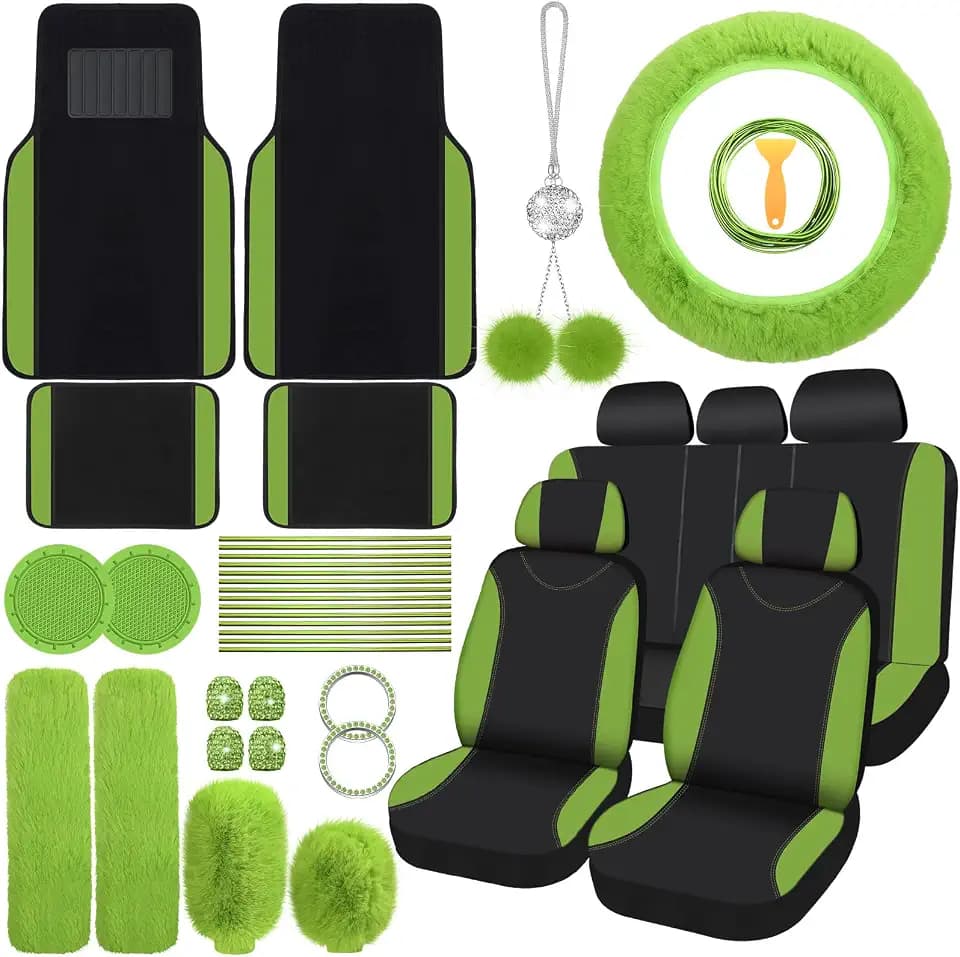 Woanger 47 Car Seat Cover Full Set Car Accessories for Women, Green