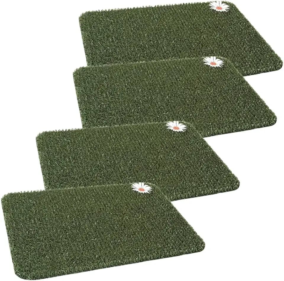 18 x 24 Inch Plastic Door Mat – Astroturf Door Mat for Entryways – Turf for Front Door – Artificial Grass 4 Pack Astro Turf