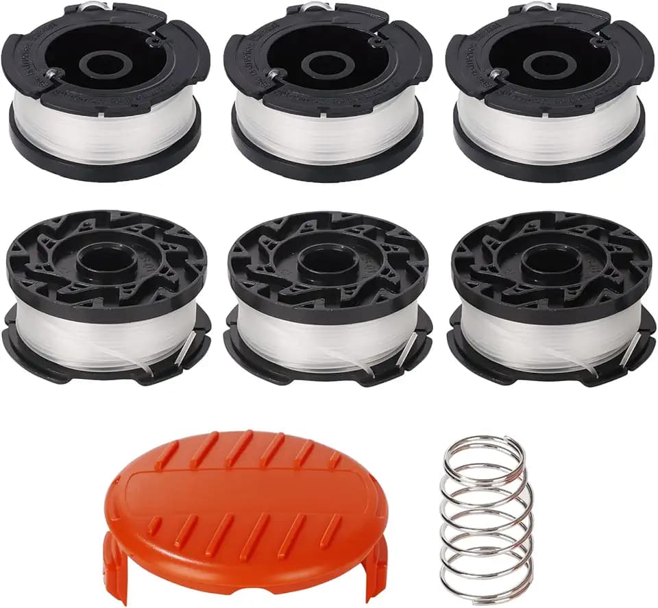 6 Pack A6481 A6485 Fadenspule für Black Decker Rasentrimmer STC1820CM STC1820PC STC1820EPC STC1840EPC ST5530 ST1823 GLC1823L20 (6 Pack +1 copertura + 1 molla)
