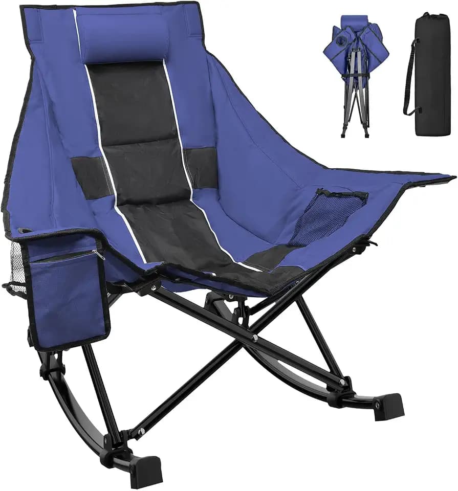 Slendor Oversized Rocking Camping Chair, High Backrest Folding Rocker Chair