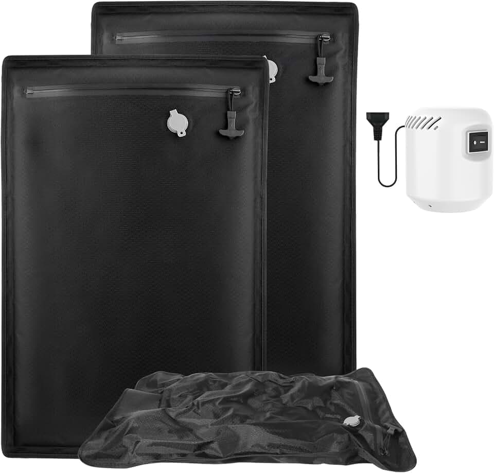 Puersit Vakuumbeutel für Koffer mit Pumpe - IP67 Wasserdicht Wiederverwendbare TPU Vakuumbeutel für Bettwäsche Reise Wandern (Schwarze 2PC + Pumpe, 40 * 60cm)