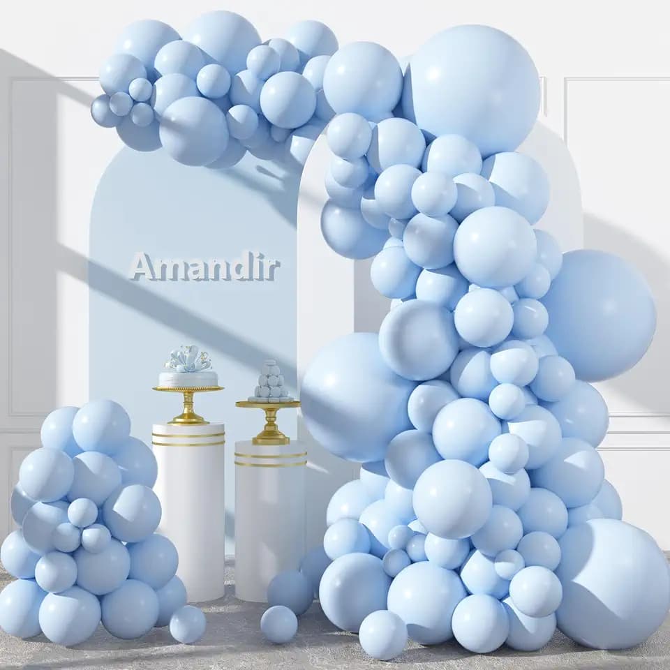 Amandir 153pcs Light Blue Balloons Arch Garland Kit Different Sizes