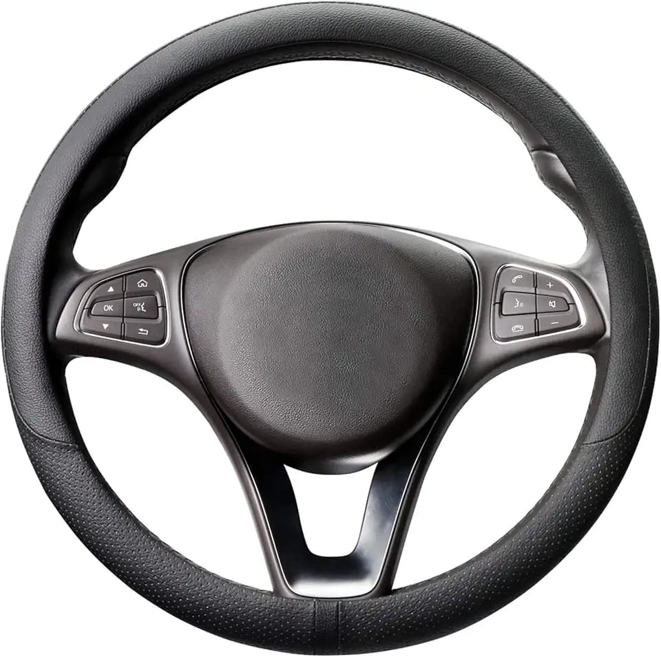 COFIT Lenkradbezug für Auto Universal Lenkradhüllen Anti-Rutsch Lenkrad Bezug Leder SchutzhüLle M 37-38cm Schwarz