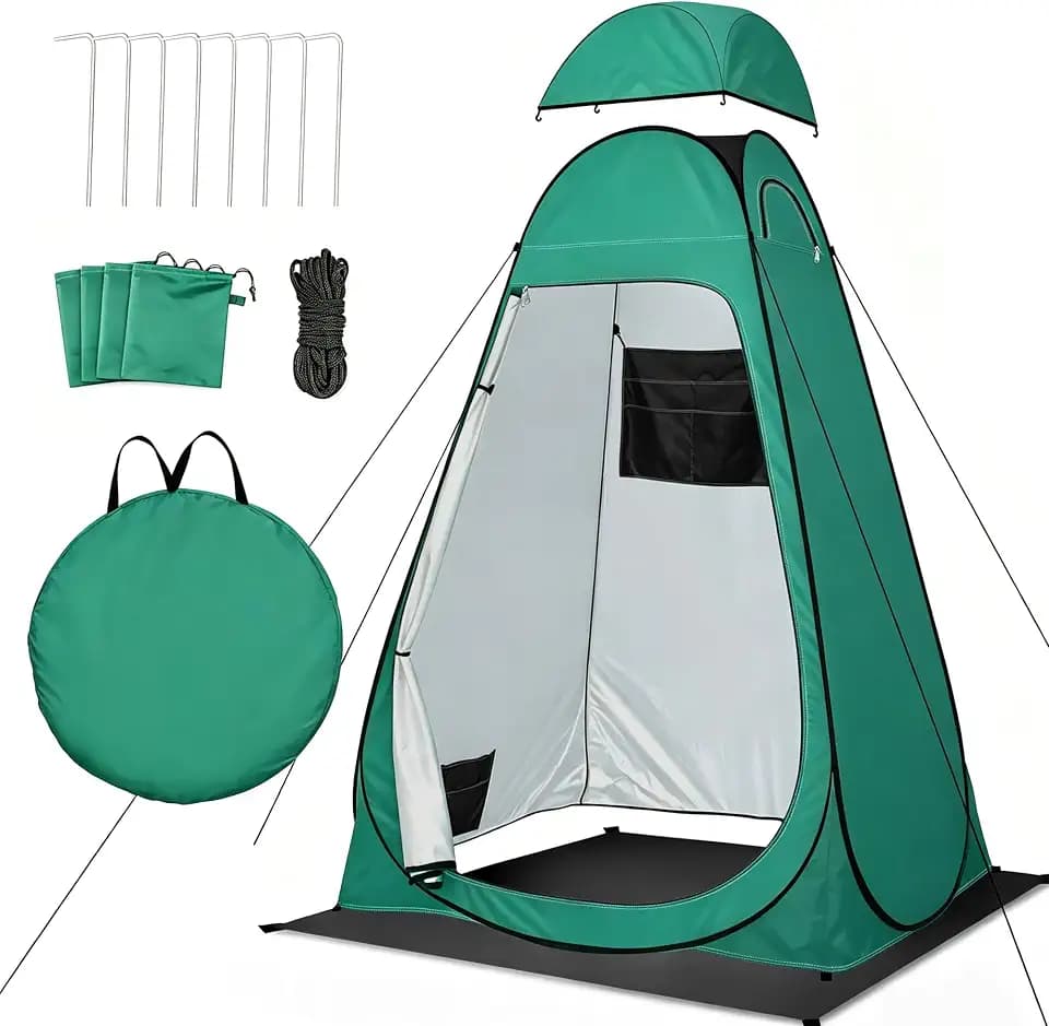 Pop Up Duschzelt Camping anngrowy Toilettenzelt mit Regenschutz und Fenstern, UV50+ Tragbares Umkleidezelt Privatsphäre Toilette Umkleidekabine, Sichtschutz Zelt für Outdoor Wandern Strand
