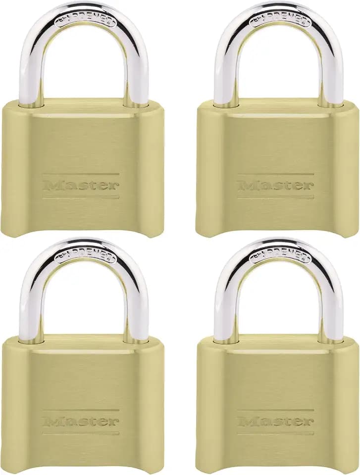 Master Lock Combination Padlock Outdoor Brass Lock, Gate Lock 4-Pack 175EC4