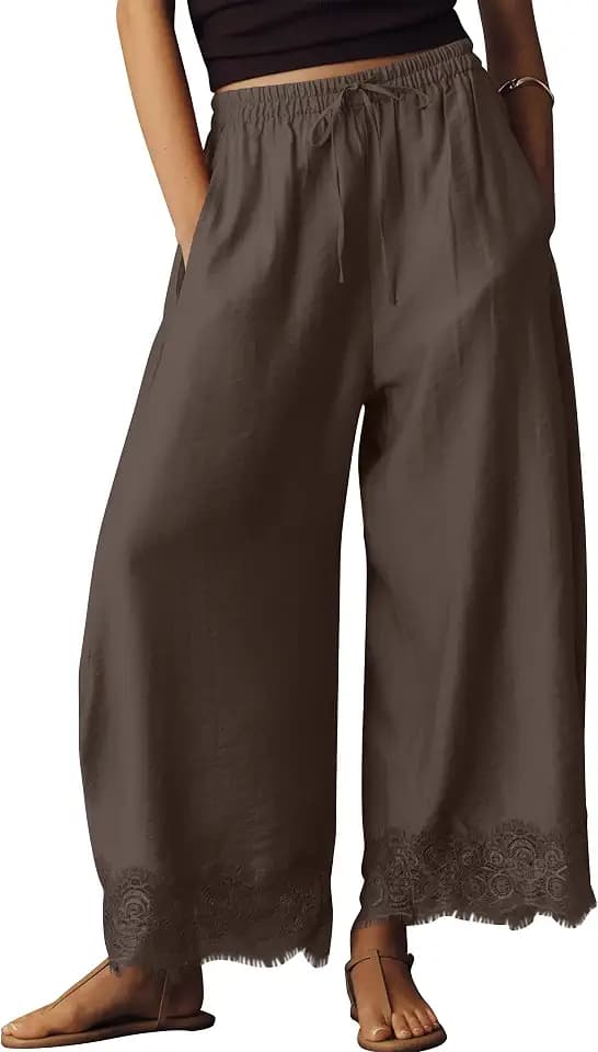 Anoumcy Kurze Hose aus Spitze und weitem Bein für Damen 2026, Frühling, Sommer, Kurze Hose, leicht, Freizeithose