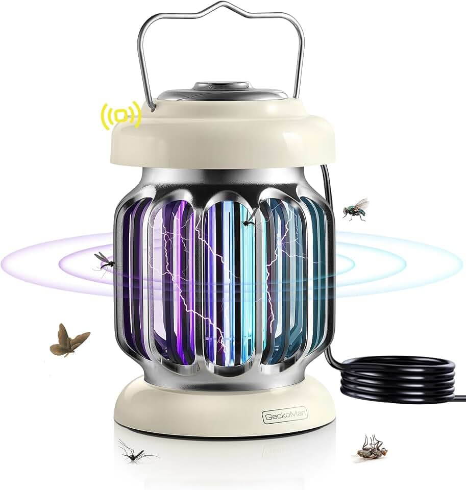 GeckoMan Elektrische Fliegenfalle Lichtsensor Electric Fly Swatter | Hybridspektrum, Wasserdicht, Innen & Außen, Garten, Insektenvernichter Elektrisch Fliegenklatsche Mückenfalle Fliegenfänger