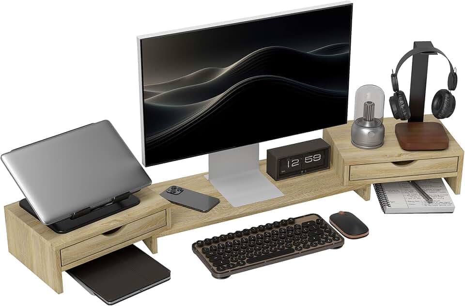 HOMCOM PC-Monitor-Ständer 60-116 cm Eiche