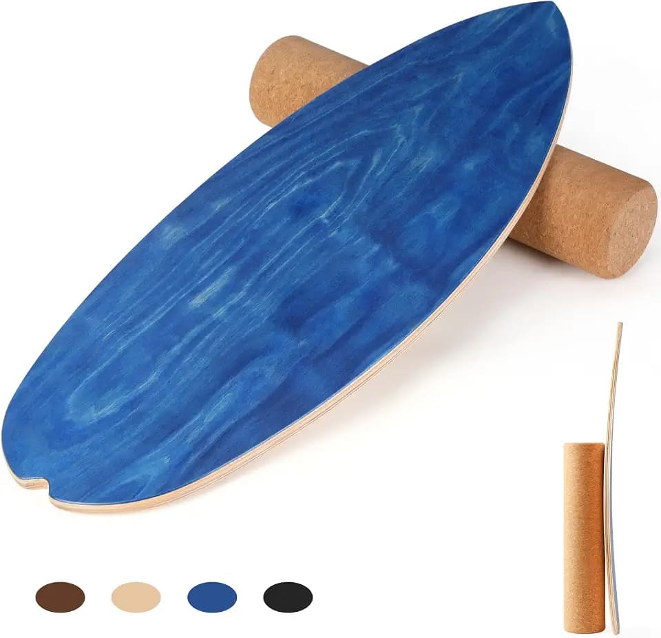 Cowiewie Balance Board Holz Set mit Korkrolle für Anfänger