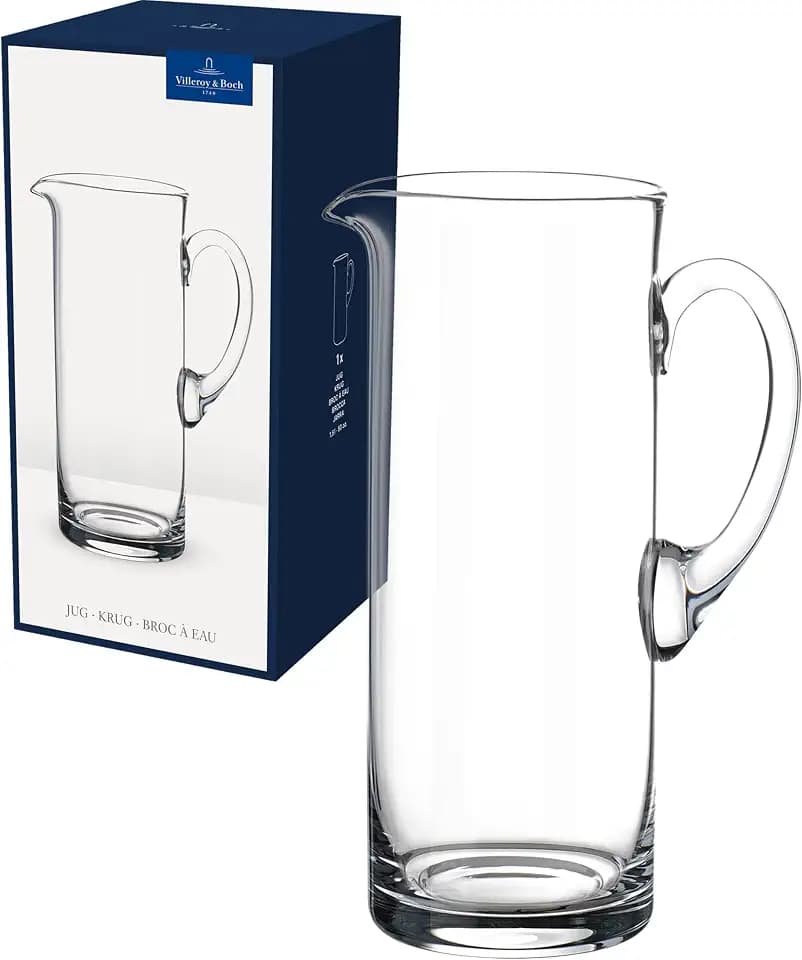 Villeroy & Boch - Entree Glaskrug Klar, Spülmaschinenfest, Karaffe, Glaskaraffe, Wasserkaraffe, Krug, Nachttisch Glaskaraffe, Transparente Kanne, Kanne Transparent, Kristallglas